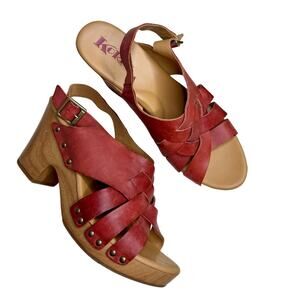 KORKS KORK-EASE Wynn Criss Cross Leather Clog Sandals Coral Size 10